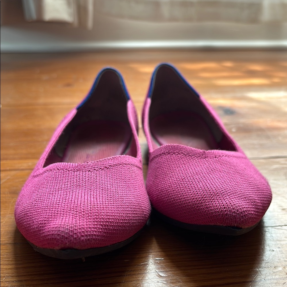 Pink Ballet Flats with Textured Fabric